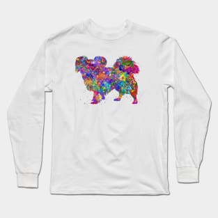 Papillon dog watercolor Long Sleeve T-Shirt